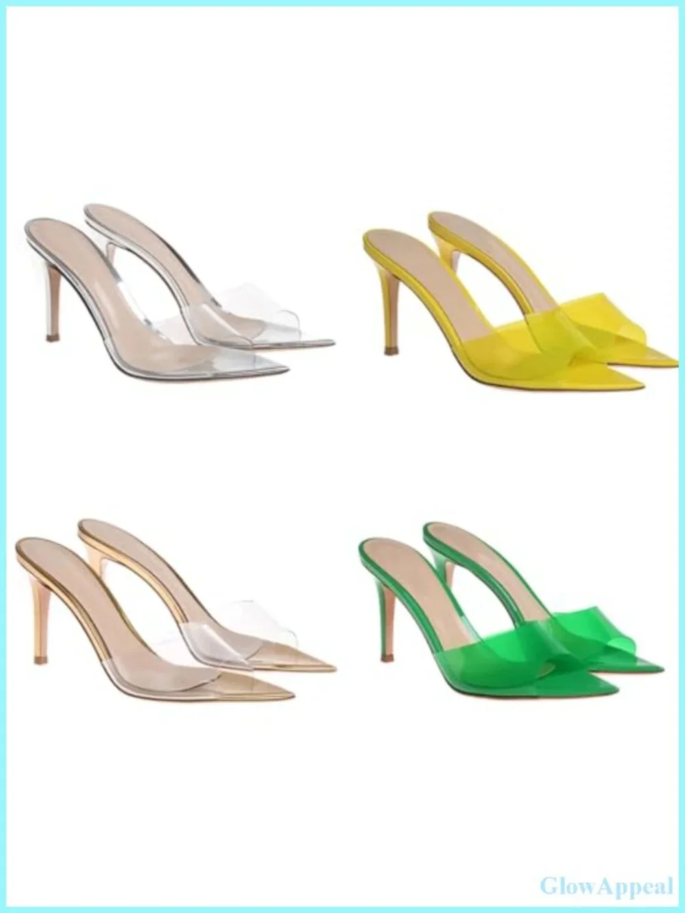 Transparent TPU Stiletto Heel Sandals for Women, Open Toe Patent Leather Mules
